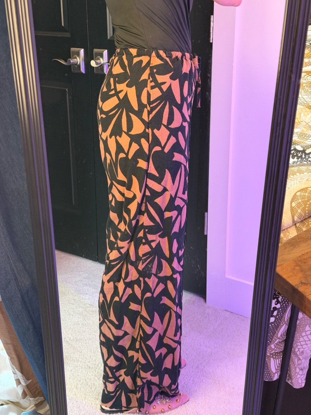 A New Day Tropical Wide Leg Drawstring Pants Size Small - Picture 2 of 5